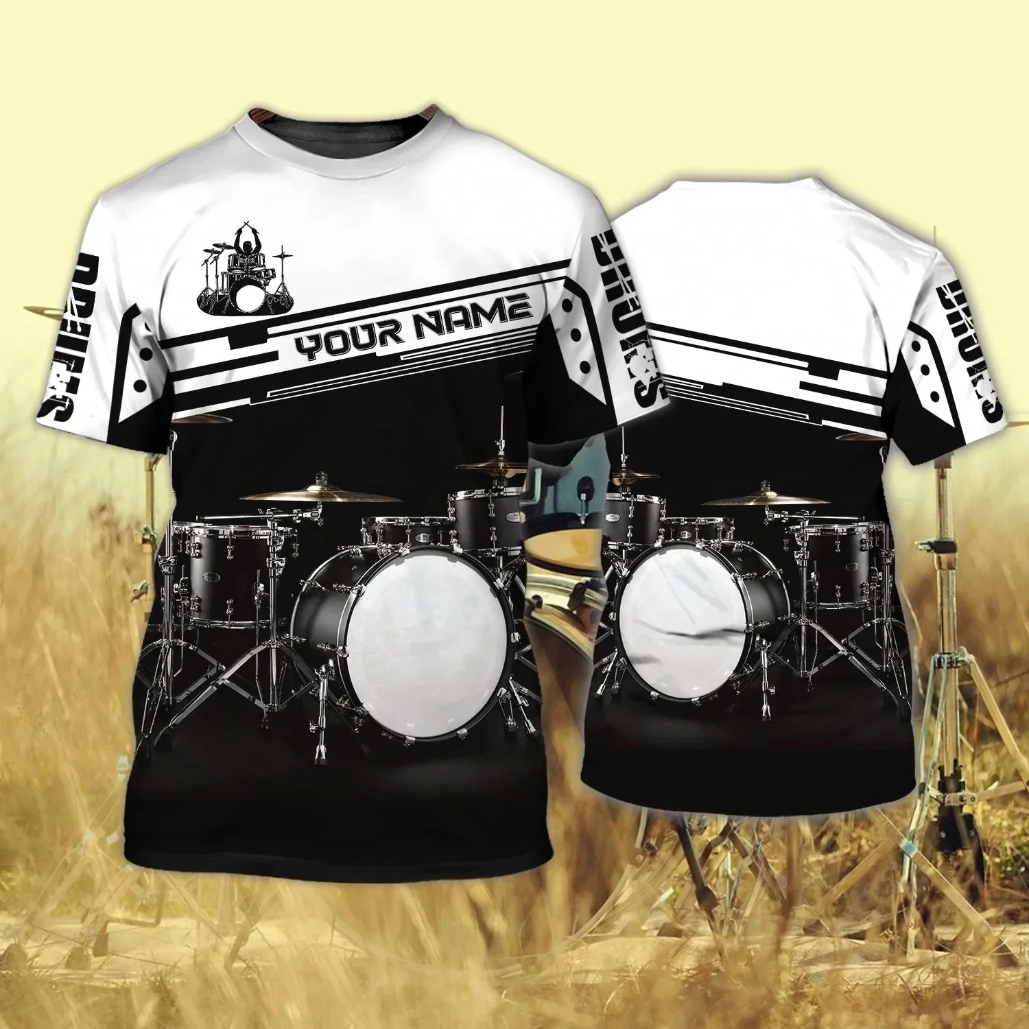 Musical Instrument With Names - Love Peace Drums Personalized Name 3D