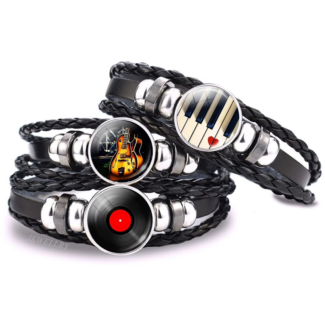 Musical Instrument Glass - Music Notes Bracelet Vintage Violin Piano