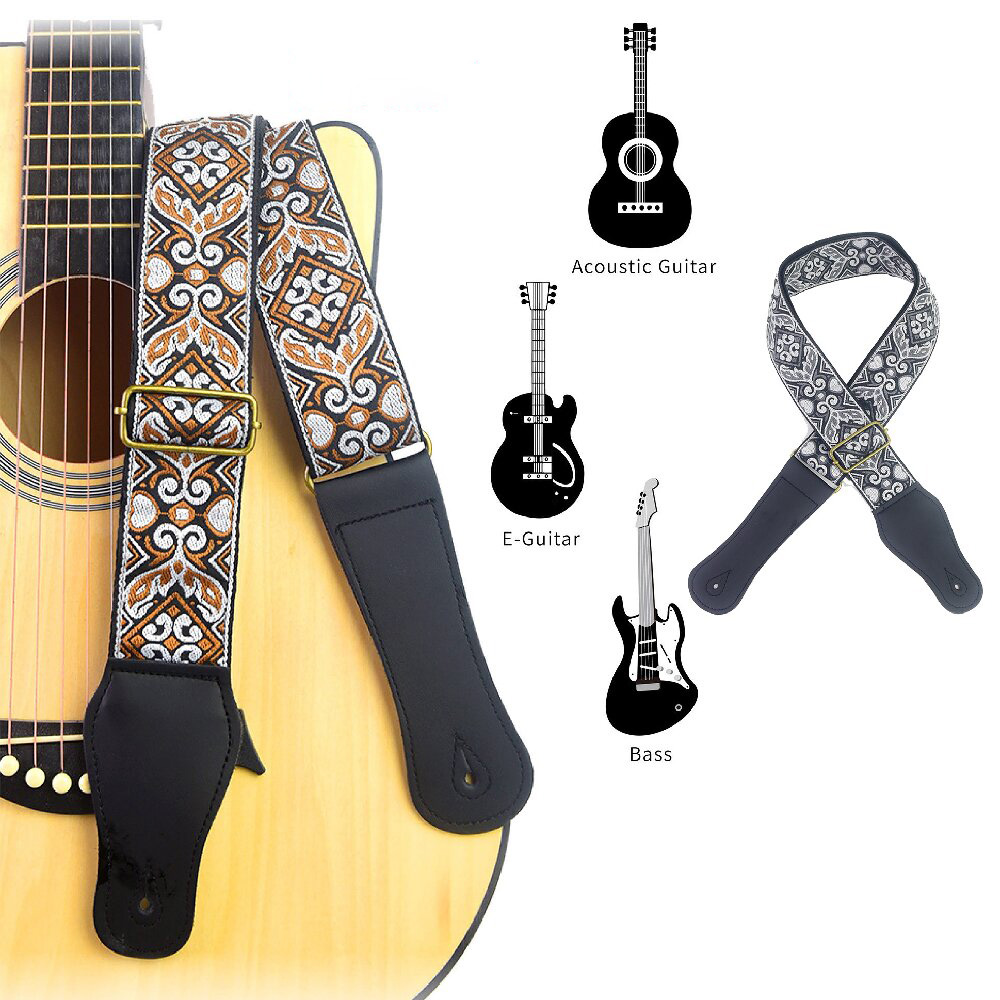 Musical Instrument Bass - Guitar Strap Embroidered Print Ethnic Style