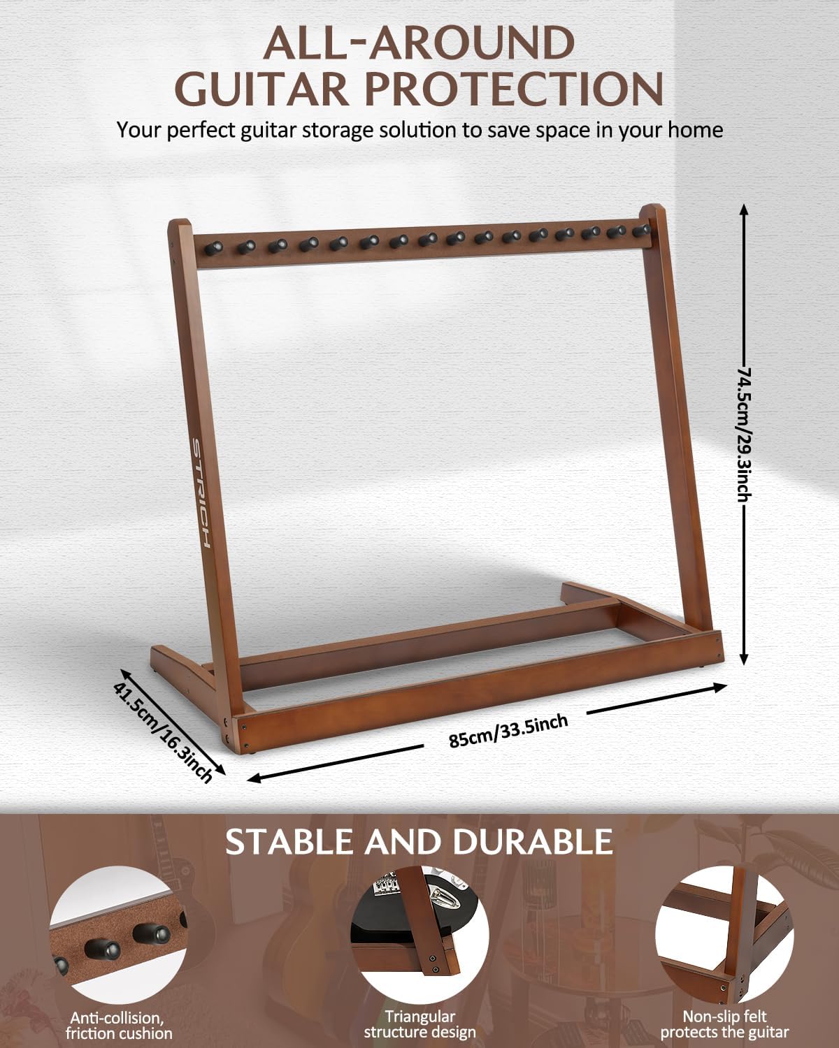 Wooden Multi Guitar Stand Rack - Musical Instrument Bass ulasan dan harga