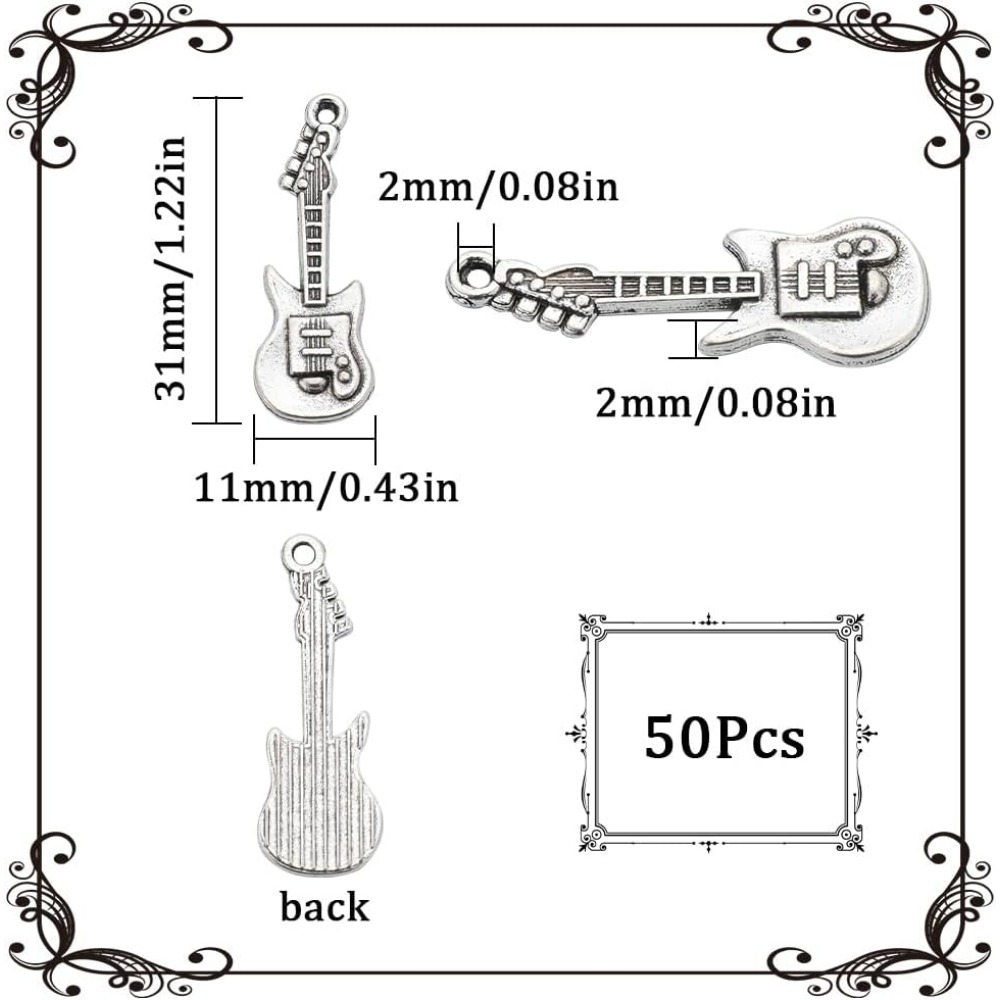 1 Box 50Pcs Vintage Guitar Cha - Musical Instrument Kit ulasan dan harga