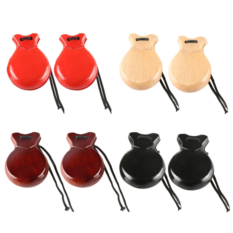 2 Pcs Wood Spanish Castanets F - Musical Instrument Clapper ulasan dan harga