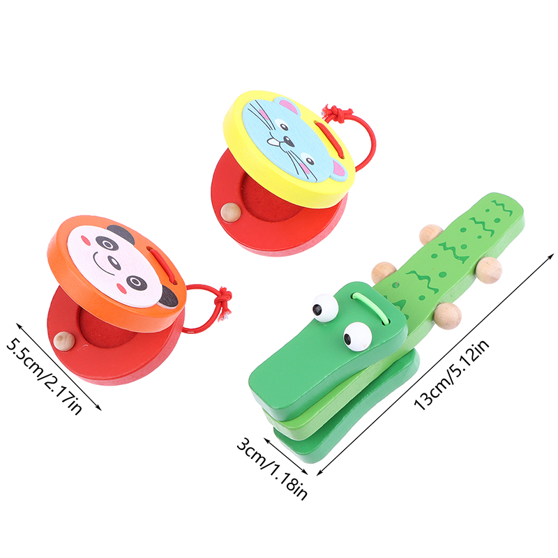 1Pc Kids Cartoon Wooden Crocod - Musical Instrument Clapper ulasan dan harga