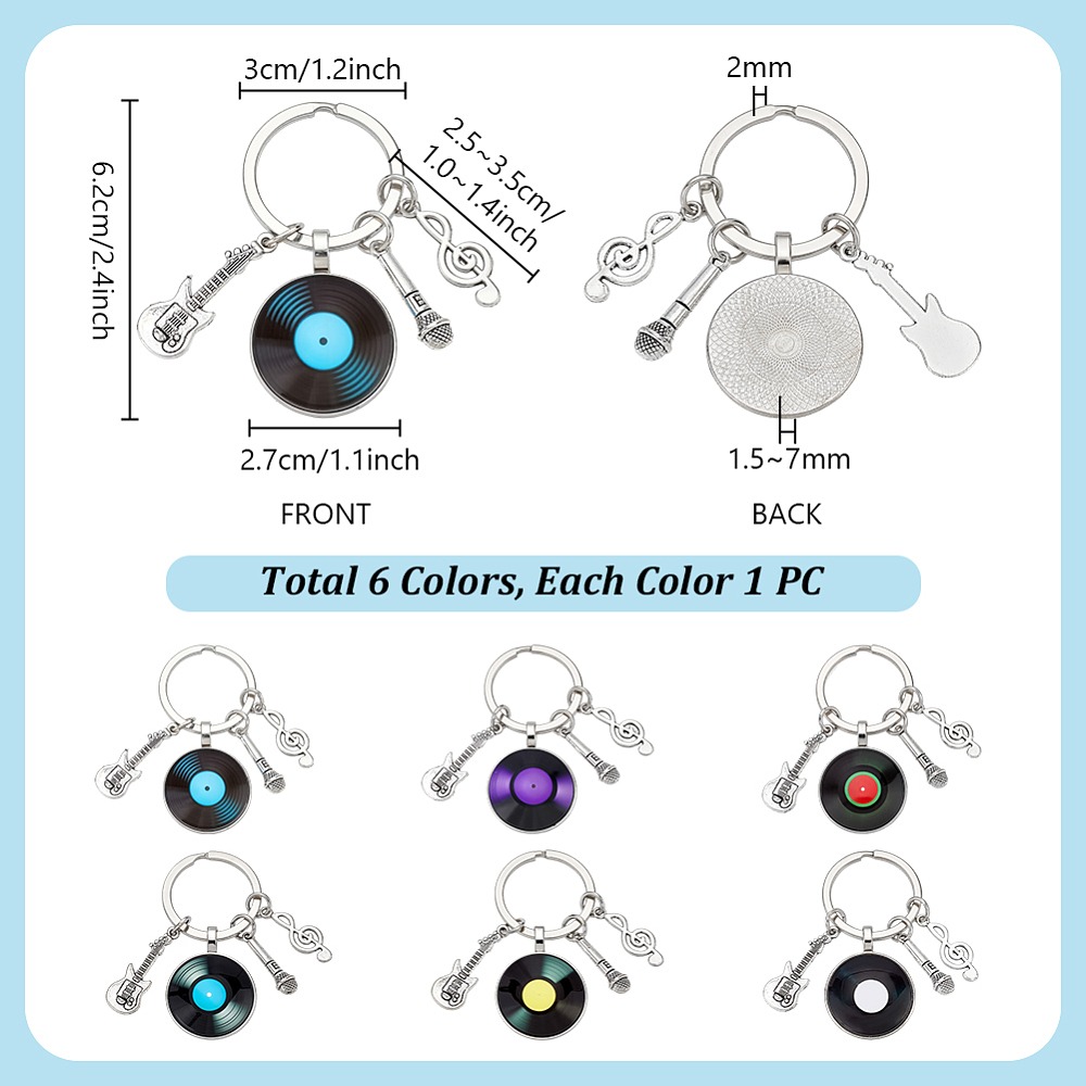 6Pcs 6 Colors Glass Pendant Ke - Musical Instrument Glass ulasan dan harga
