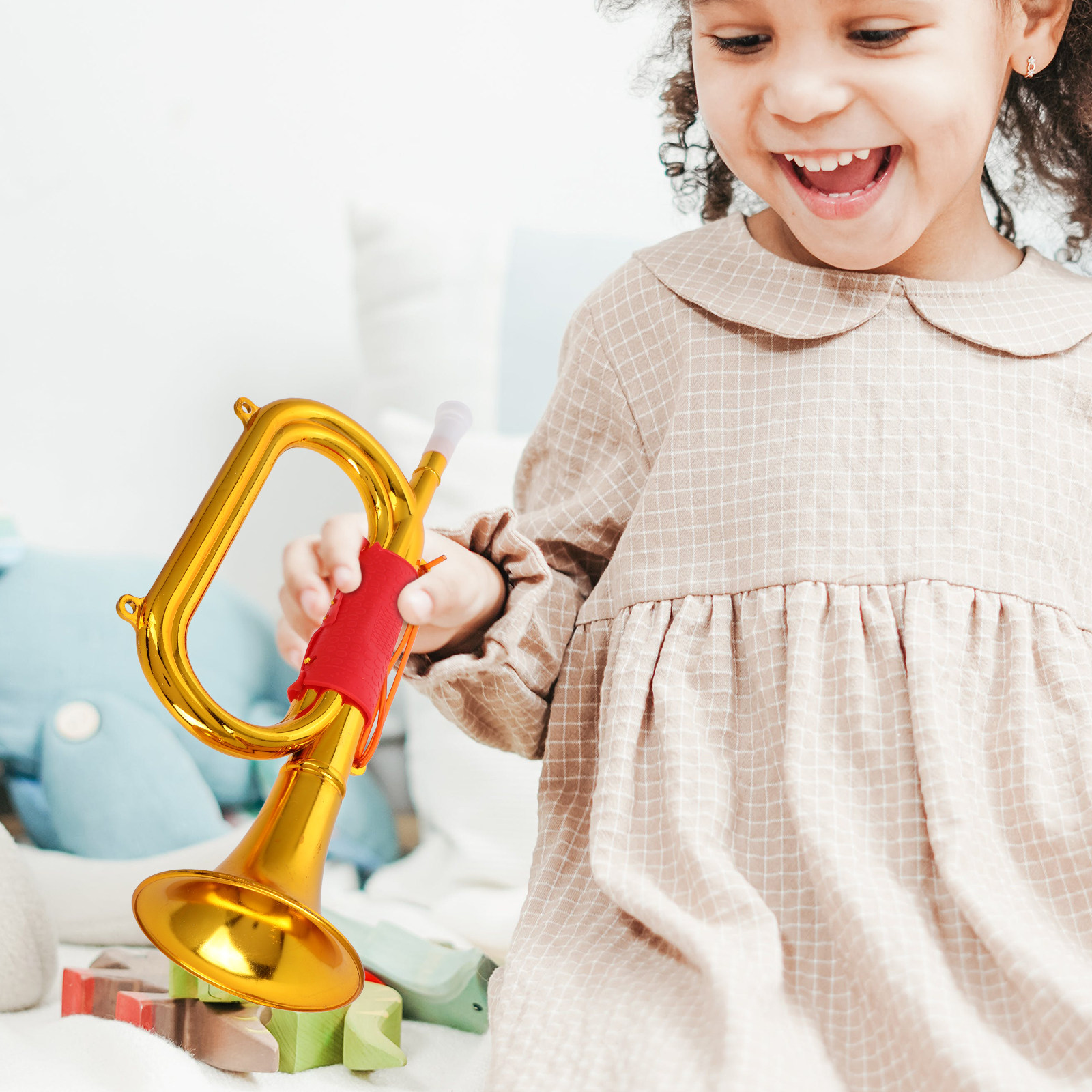 Golden Plastic Bugle for Child - Musical Instrument Bugle ulasan dan harga