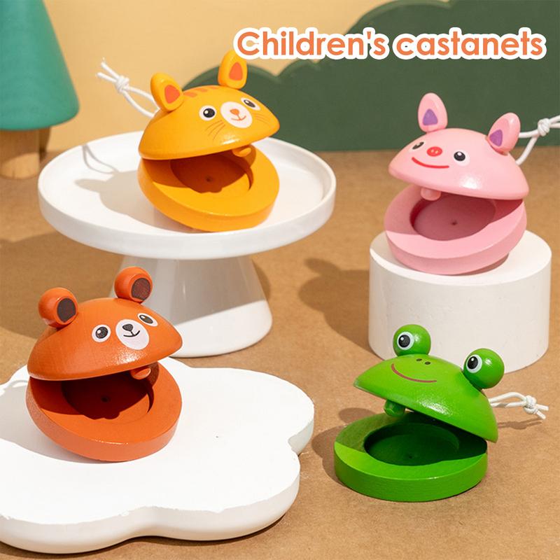 Kids Cartoon Wooden Castanets  - Musical Instrument Clapper ulasan dan harga
