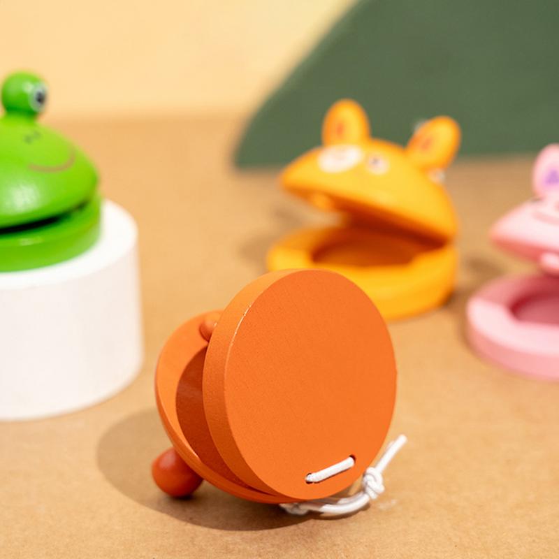 Kids Cartoon Wooden Castanets  - Musical Instrument Clapper ulasan dan harga