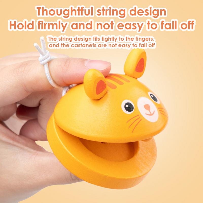 Kids Cartoon Wooden Castanets  - Musical Instrument Clapper ulasan dan harga