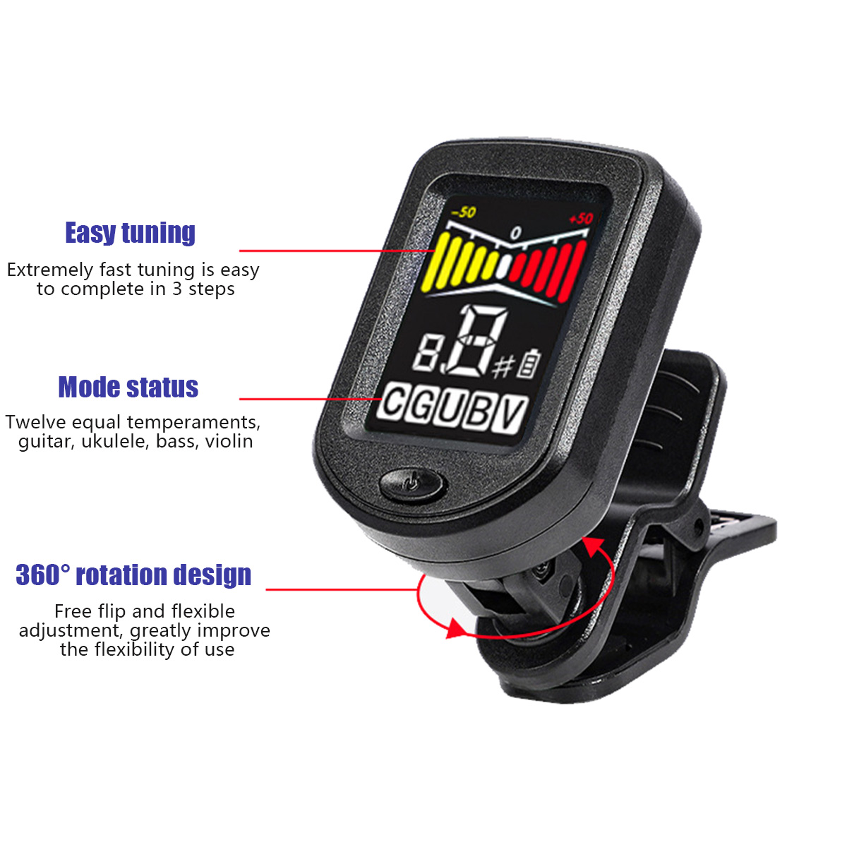Clip-On Guitar Tuner with Regu - Musical Instruments Easy ulasan dan harga